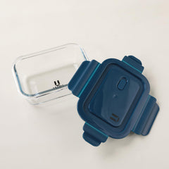 USHA SHRIRAM (UMAI Food Container With Snap Airtight Lid (4Pcs- 410ml, 680ml, 1040ml, 1520ml)|Borosilicate Glass Container For Kitchen Storage Box | Microwave Safe | Glass Tiffin Box (Rectangular)