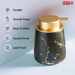 USHA SHRIRAM Soap Dispenser Bottle | Ceramic Soap & Lotion Dispenser Set | Kitchen Dish Soap Pump Dispenser Set | Hand Shower Washing Soap Dispenser (400ml - Design 4 - Green, Pack of 4)