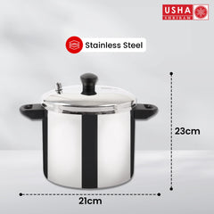 USHA SHRIRAM Stainless Steel Idli Cooker (6 Plates - 24 Button Idlis & 24 Medium Idlis) | Induction & Gas Friendly | Idly Maker with Stand | Steel Steamer For Cooking | Steamer For Vegetables Cooking