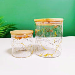 USHA SHRIRAM(7Pcs Borosilicate Food Container With Lid Bamboo Lid (850ml- 3Pcs & 350ml- 4Pcs)|Borsilicate Glass Container For Kitchen Storage Box | Microwave Safe | Glass Kitchen Organiser Container