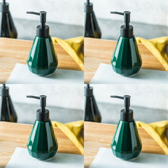 USHA SHRIRAM Soap Dispenser | Ceramic Soap & Lotion Dispenser Set | Kitchen Dish Soap Pump Dispenser Set | Hand Shower Washing Soap Dispenser for Kitchen Sink & Bathroom (250 ml, Green, 2)