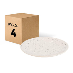 USHA SHRIRAM Ceramic Full Dinner Plate (10 Inch - 4Pcs) |White with Dots Microwave Safe | Refrigerator Safe | Scratch Resistant | Stain Proof | Dinner Plate for Family Occasion | Diwali Gift Set