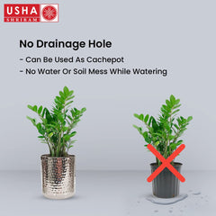 USHA SHRIRAM Stainless Steel Flower Pot | Tower Planter | Rust Resistant | Home Décor | Sustainable | Planter for Office, Living Room | Indoor Plants (2.2L)