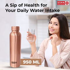 USHA SHRIRAM Pure Copper Water Bottle (1 L) & Copper Matka (8L)| Eco-Friendly, Biodegradable & Non-Toxic | Water Bottle for Kids & Adults | Lightweight, Leak-Proof, Durable & Rust-Free Tamba Bottle