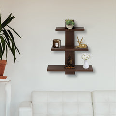 USHA SHRIRAM Tree Shape Wall Mounted Shelf | Ready to Assemble Book Shelf for Wall Durable & Sturdy Engineered Wood Wall Shelf for Living Room | 1 Piece | Wenge