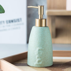 USHA SHRIRAM 320ml Soap Dispenser Bottle | Ceramic Soap & Lotion Dispenser Set | Kitchen Dish Soap Pump Dispenser Set | Hand Shower Washing Soap Dispenser (Design 1 - Green, Pack of 1)