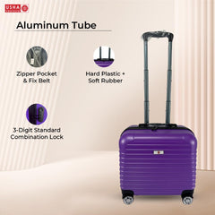 USHA SHRIRAM ABS (16 inch) Luggage Bag for Kids| Trolley Suitcase for Travel |Small Travel Luggage for Men Women |360 Degree Wheel | Travel Bags for Luggage Trolley | Carry On Suitcase (Purple)