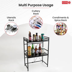 USHA SHRIRAM Rotatable Lid Rag Holder | Stackable Kitchen Basket For Storage | Carbon Steel Collapsible Foldable Basket For Fruits And Vegetables | Rust-Resistant | Unbreakable (Pack of 5, Design 2)