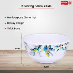 USHA SHRIRAM Melamine (220ml) Veg Bowl Set |Fibre Plastic Snack Dessert Vegetable Bowl | Unbreakable Heat Resistant| Durable Shatter Resistant| Light Weight| BPA Free (Blue Marble Flower, 12 Pcs)