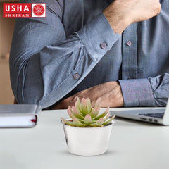 USHA SHRIRAM Stainless Steel Flower Pot | Bijou Planter | Rust Resistant | Home Décor | Sustainable | Planter for Office, Living Room | Desk Indoor Plants (400ml)