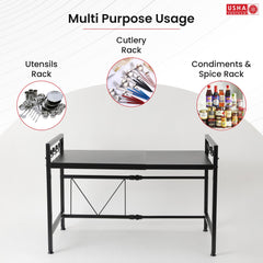 USHA SHRIRAM Rotatable Lid Rag Holder | Stackable Kitchen Basket For Storage | Carbon Steel Collapsible Foldable Basket For Fruits And Vegetables | Rust-Resistant | Unbreakable (Design 4-2Pcs)