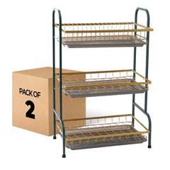 USHA SHRIRAM Free Mounting Dish Rack | Stackable Kitchen Basket For Storage | Carbon Steel Collapsible Foldable Basket For Fruits And Vegetables (2Pcs - Bowl Holder - 3 layer)