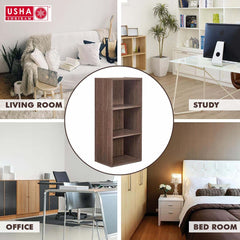 USHA SHRIRAM Book Cabinet for Storage & Set Top Box Stand | Sturdy & Durable Storage Book Shelf for Home Library | Ready to Assemble | Water, Moisture, Dust Resistant | Termite Free | Dark Walnut