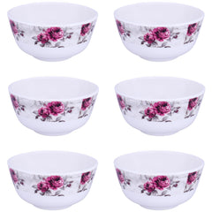 USHA SHRIRAM Melamine (220ml) Veg Bowl Set |Fibre Plastic Snack Dessert Vegetable Bowl | Unbreakable Heat Resistant| Durable Shatter Resistant| Light Weight| BPA Free (Pink Marble Flower, 12 Pcs)