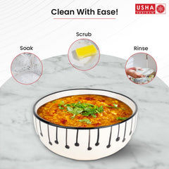 USHA SHRIRAM Ceramic Bowl for Snack & Dinner(2Pcs) | Ramen Soup Bowl Microwave Safe | Chip Resistant Dinnerware | Snack Serving Bowl | Dinning Bowl Katoris for Dinner | Serving Bowl Set | Pasta Bowl