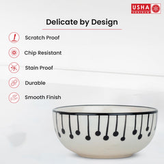 USHA SHRIRAM Ceramic Bowl for Snack & Dinner(2Pcs) | Ramen Soup Bowl Microwave Safe | Chip Resistant Dinnerware | Snack Serving Bowl | Dinning Bowl Katoris for Dinner | Serving Bowl Set | Pasta Bowl