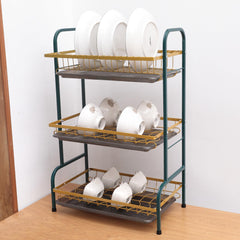 USHA SHRIRAM Free Mounting Dish Rack | Stackable Kitchen Basket For Storage | Carbon Steel Collapsible Foldable Basket For Fruits And Vegetables (2Pcs - Bowl Holder - 3 layer)