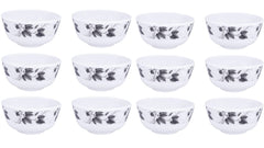USHA SHRIRAM Melamine 12 Veg Bowl Set| Round|Black Marble Flower Round |Fibre Dinner Set for Family |Melamine Set | Unbreakable | Heat| Resistant| Durable| Shatter| Resistant| Light| Weight| BPA Free