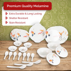 USHA SHRIRAM Dine Smart Melamine 32 Pieces Stylon Dinner Set Heat-Resistant | Durable | Shatter-Resistant | Light-Weight | BPA Free (Vector Flower)