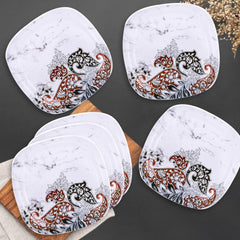 USHA SHRIRAM Melamine 12 Plate Set | Fibre Dinner Set for Family |Melamine Set | Unbreakable | Heat Resistant| Durable| Shatter Resistant| Light Weight| BPA Free (Square - Stone)
