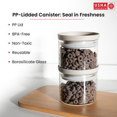 USHA SHRIRAM Food Storage Conatiner with Airtight Lid | Borosilicate Glass Container For Kitchen Storage Set| Glass Container With Lid For Fridge Storage| Borosilicate Bowl (2Pcs - 450ml)