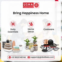 USHA SHRIRAM Ceramic Full Dinner Plate (10 Inch - 4Pcs) |White with Dots Microwave Safe | Refrigerator Safe | Scratch Resistant | Stain Proof | Dinner Plate for Family Occasion | Diwali Gift Set