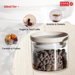 USHA SHRIRAM Food Storage Conatiner with Airtight Lid | Borosilicate Glass Container For Kitchen Storage Set| Glass Container With Lid For Fridge Storage| Borosilicate Bowl (2Pcs - 450ml)