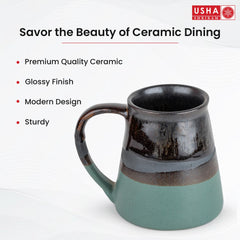 USHA SHRIRAM Ceramic Tea Coffee Cup (2Pcs) | Coffee Mug Ceramic Microwave Safe | Refrigerator Safe | Scratch Resistant | Stain Proof | Dinnerware | Dinner Plate for Family Occasion | Diwali Gift Set